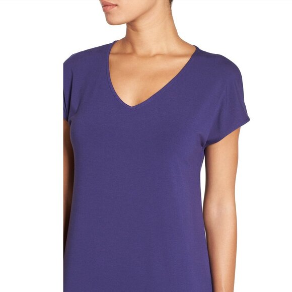 New w/Tags - Eileen Fisher V-Neck, Calf Length Dress in Viscose Jersey, Purple M - Picture 8 of 12